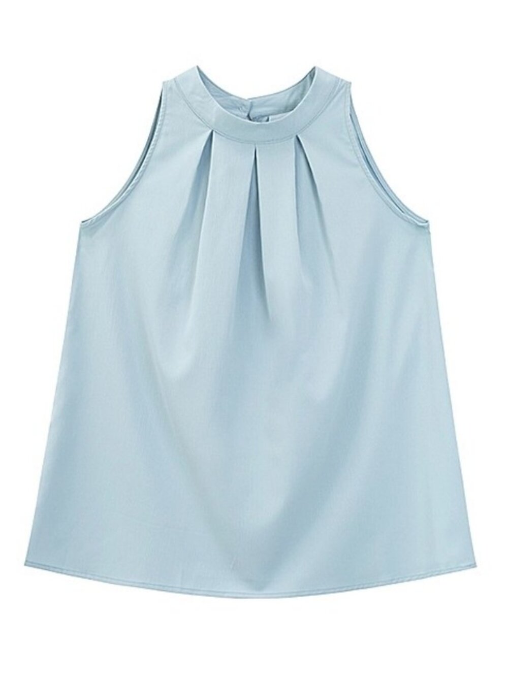 light blue halter neck blouse pleated minimalist summer top